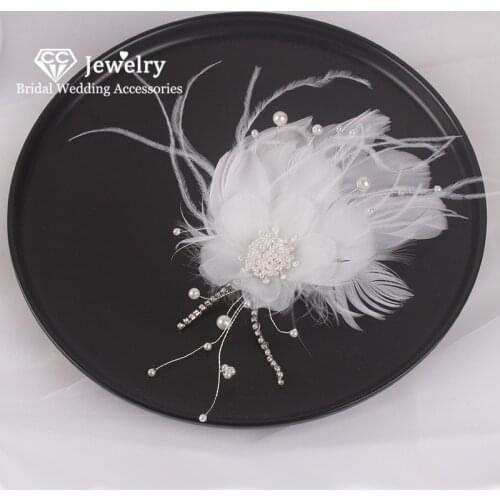 CC Feather Hairgrips Wedding Accessories for Women Engagement Jewelry Bridesmaids Hairwear 100% Handmade Romantic Hairpins 3651
