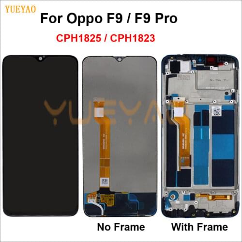 Black 6.3 inch New Full LCD DIsplay Touch Screen Digitizer Assembly With Frame For OPPO F9 CPH1825 / F9 Pro CPH1823 LCD