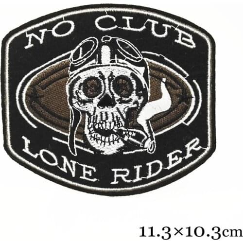 1pcs Engine Skeleton Motorcycle Biker Patches For Clothing Embroidered Iron On Patches no club lone rider