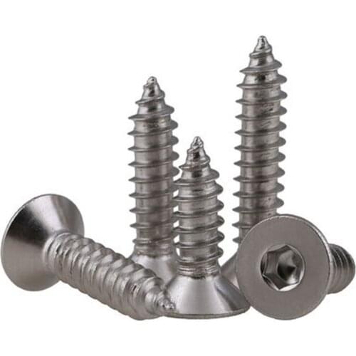 10pcs M5 M6 Hex Socket flat screws Countersunk bolt inner hexagon Self-tapping screws 304 stainless steel