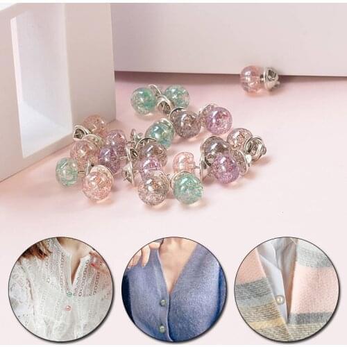 10pcs Transparent Gem Color Brooch Female Fashion Korean Jewelry Clothes Fixed Small Buttons Scarf Bag Hat Pin Buckle Brooches