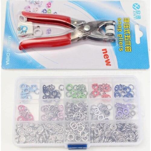 150 Sets 10 Colors Metal Clothes Sewing Buttons Prong Ring Press Studs + Clip Pliers Sewing accessories