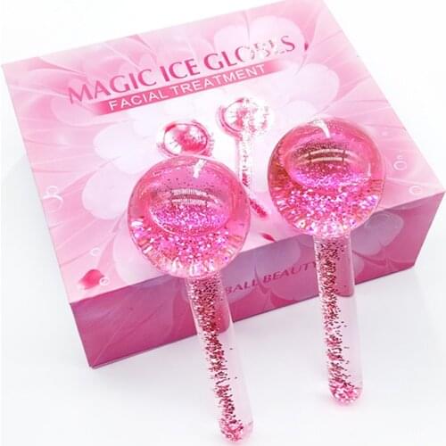 2pcs/Box Large Beauty Ice Hockey Energy Beauty Crystal Ball Facial Cooling Ice Globes Water Wave Face and Eye Massage Skin Care