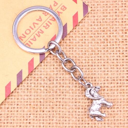 20pcs New Fashion Keychain 23x19mm goat ram Pendants DIY Men Jewelry Car Key Chain Ring Holder Souvenir For Gift