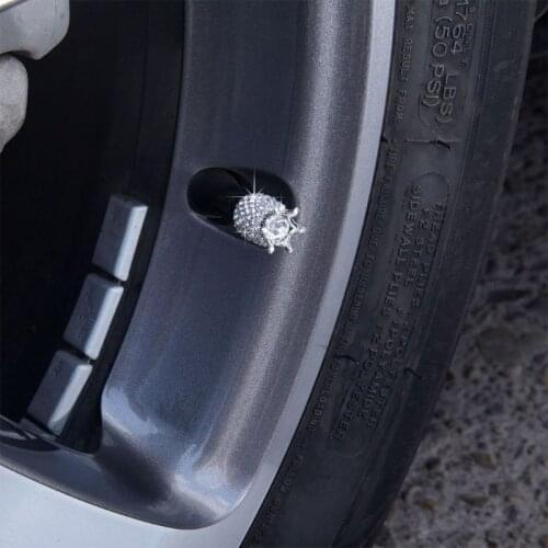 4pcs Diamond Crown Car Tire Valve Crystal Bicycle Tyre Wheel Cover QW