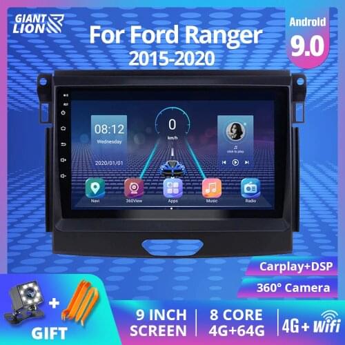 2Din Android 9.0 Car Multimedia Player Car Radio For Ford Ranger 2016 2017 2019 Radio Stereo GPS Navigation 2DIN DVD Player