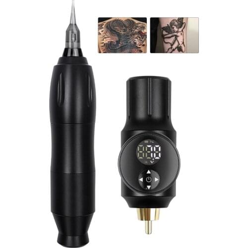 Professional Tattoo Machine Kit Rotary Tattoo Pen Power Supply Permanent Makeup Tattoo Gun with Cartridges Needle for Beginners