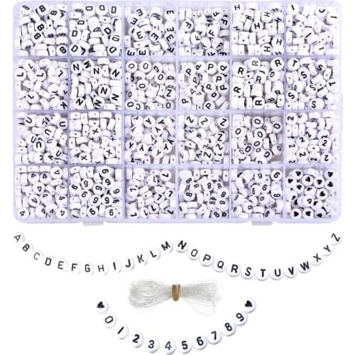 New Fashion Jewelry DIY Beads Acrylic Circular Letters Alphanumeric Bead for Kid Bracelet Pendants Beading Making 4X7mm 1850pcs