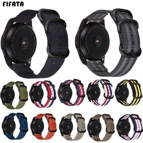 FIFATA Colorful Watchband Nylon Strap For Amazfit Bip Black Ring Buckle 20mm 22mm Striped Replacement Band Watch Accessories
