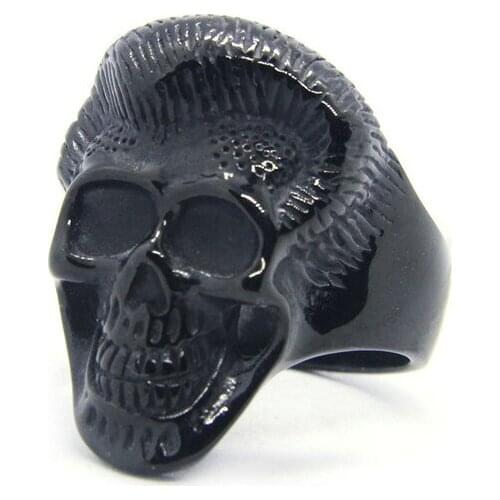 Cool Handsome Skull Ring 316L Stainless Steel Women Mens Black Skull Ring
