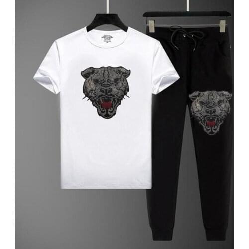 Summer Mens Tracksuit new designer Rhinestones Suit Running Diamond Top Sets 2021 new design men clothes