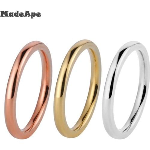 MadApe Titanium Steel Rose Gold Color Anti-allergy Smooth Couple Wedding Ring Woman Man Fashion Jewelry Mujeres Anillos