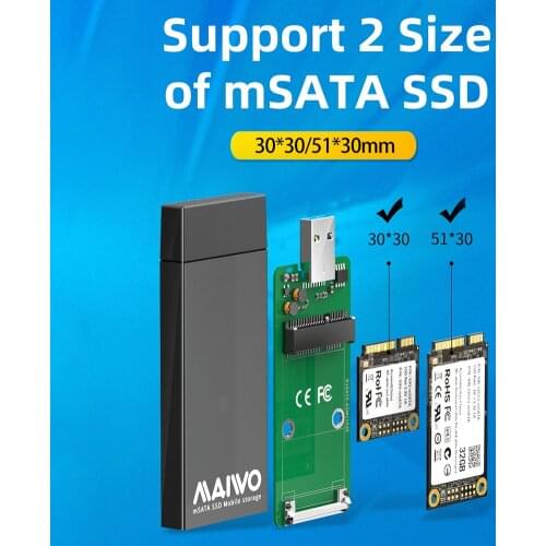 5Gbps USB 3.0 to mSATA SSD External Case Aluminum Alloy Portable Mobile Solid State Drive Box Support 30x30mm 51x30mm SSD