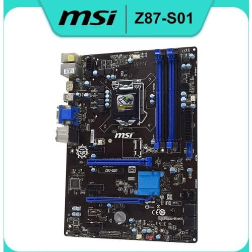 MSI Z87-S01 Desktop Motherboard LGA 1150 DDR3 RAM 16G support Intel Core i7-4770 cpus ATX Z87-S01 Placa-mãe