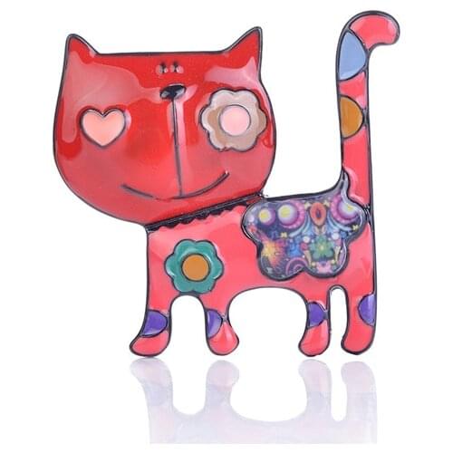 Colorful Enamel Cat Brooch Pins Men Womens Alloy Animal Love Brooches For Suits Dress Banquet Brooch Gift Fashion Jewelry Pins