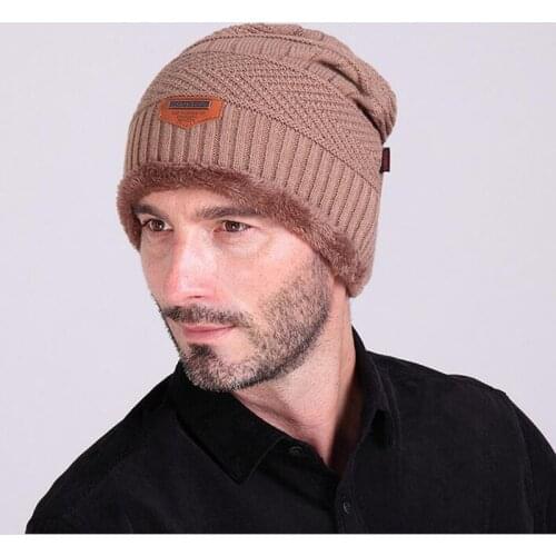 New Year Winter Beanies Hatsfor Men Warm Knit Cap With Velvet Inside 6 Colors Available