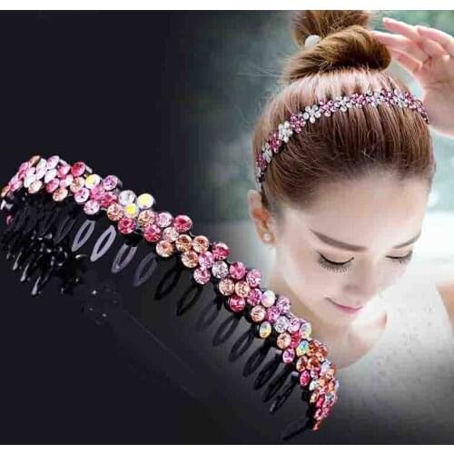 Unisex Alice Hairband Bezel Headband Men Women Sports Hair Band Hoop Top Metal Double Bangs Flower Rhinestone Hair Accessories