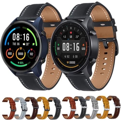 For Xiaomi MI Watch Color Strap Genuine Leather Band 22mm Watch Strap Bracelet Watchband Wristband For MI Watch Color Sport
