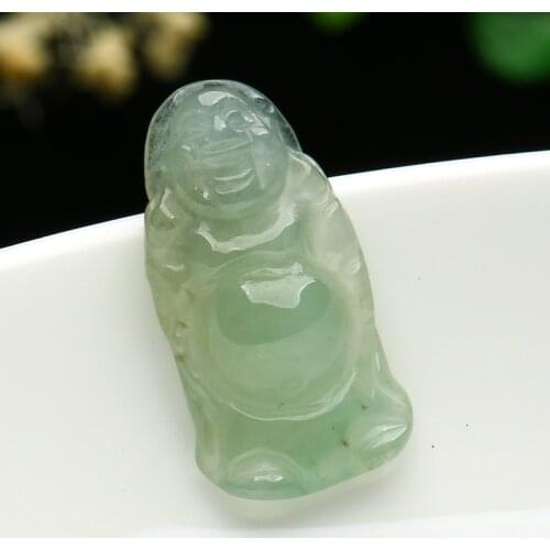 Light oil green jade a cargo Jade Buddha Pendant station of Burma jade jade Buddha Pendant ice waxy kind send certificate