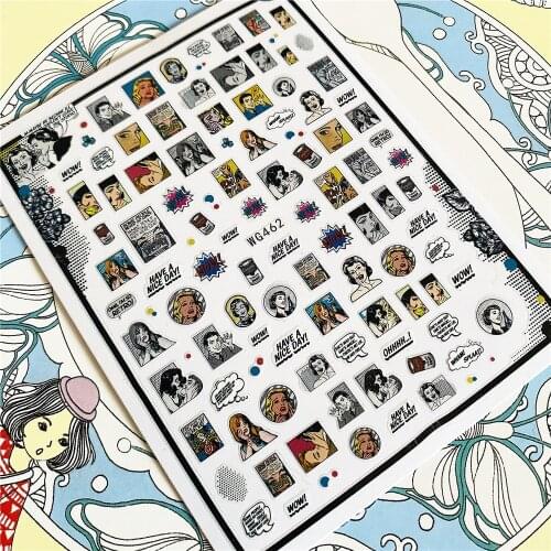 WG462 Beautiful and handsome love 3D Back glue Nail Art Stickers Decals Sliders Nail ornament decoration