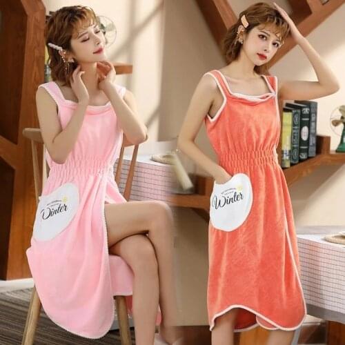 9 Types Of Pure Cotton Absorbent Coral Fleece Bath Skirts And Bath Towels Are Soft And Non-Linting, Waist Style