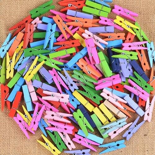 50pcs Mini Colorful Wooden Clip Office Supplies Photo Memo Peg Pin DIY Craft Postcard Decoration Clips Length 2.5cm