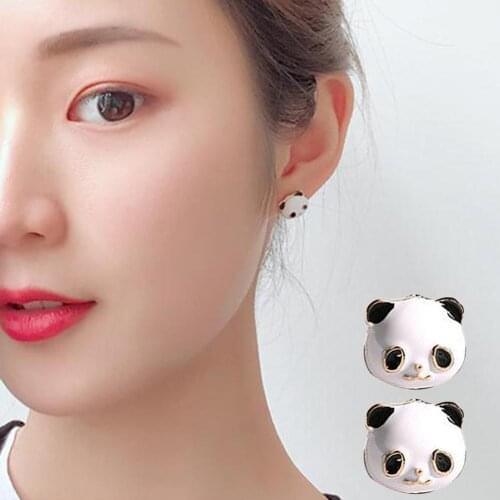 2019 New Lovely Cartoon Panda Image Ear Studs Women Girls Mini Earrings Enamel Jewelry