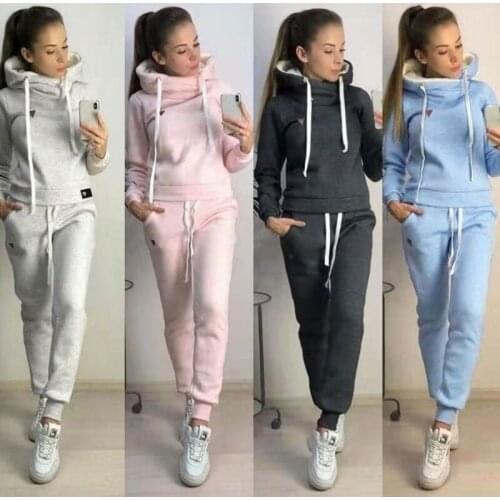 2020 Autumn Spring Women Sets Tracksuit For Women Long Sleeve Hoodie And Pants Two Piece Set Warm Outfits Running Suit