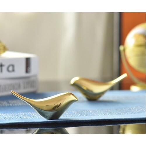 Gold Copper Lover Birds Valentine Gift Home Decor Figurine Gold Birds Crafts Lucky Birds Animals