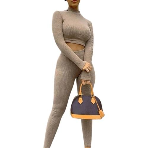 2021 Fashion Yoga Set Women Sexy Long Sleeve Crop Top+Legging Pants Streetwear Tracksuit Fitness 2 Piece Sport Outfit Sportswear