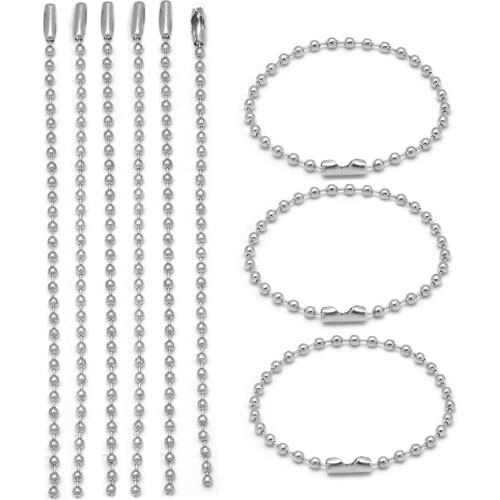 30Pcs 100MM Long Bead Connector 2.4 mm Ball Chains Keychain Tag Key Rings