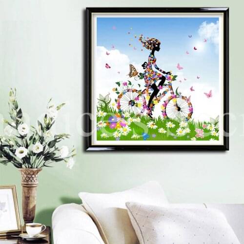 Bicycle Girl 3D Diamond painting Diy Diamond embroidery square drill Diamond mosaic pasted Cross stitch Crafts Needlework