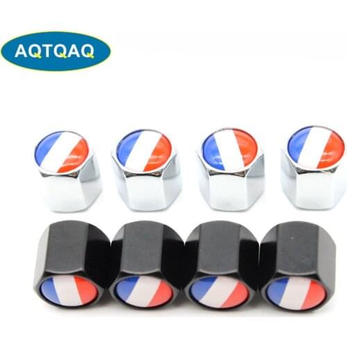 4 Pcs/Set Zinc Alloy France flag Style Tire Valve Stem Cap Tire Wheel Stem Air Valve Caps for Auto Cars
