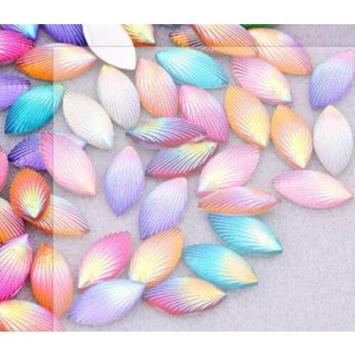 7*15mm Shell Pattern Rhinestone Clip Decorative Color Resin Diamond DIY Jewelry Hair Accessories 50pcs/bag