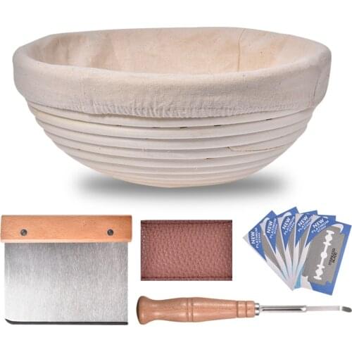 8PCS Rattan Bread Proofing Basket Set Natural Oval Rattan Wicker Dough Fermentation Tools Sourdough Banneton Bread Basket