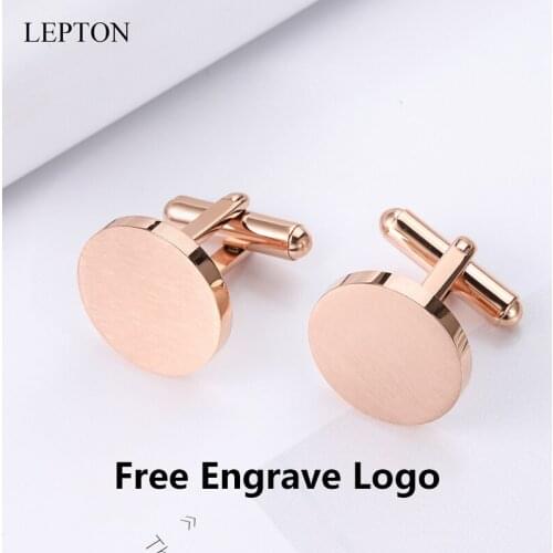 Free engrave Logo Matte Stainless Steel Cufflinks Lepton Mens Classic Shirt Tuxedo Cufflinks for Wedding Business Fast delivery