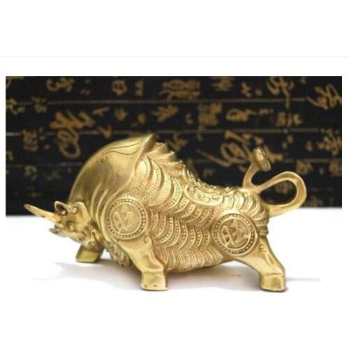 Zhao Collectible wealth luck TIBETAN BRONZE BRASS BULL STATUE