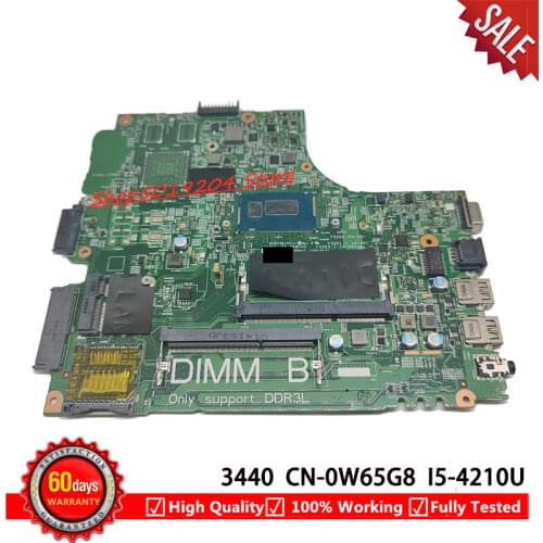 CN-0W65G8 0W65G8 W65G8 mainboard For DELL Latitude 3440 L3440 Laptop Motherboard SR1EF I5-4210U 13221-1