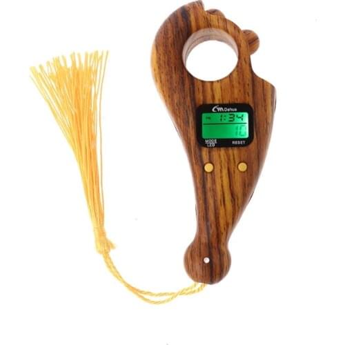Wood Color Rotating Beads Counter Digital Counting Toll for Rolling Beads Battery Power Source Finger Counter for Pray