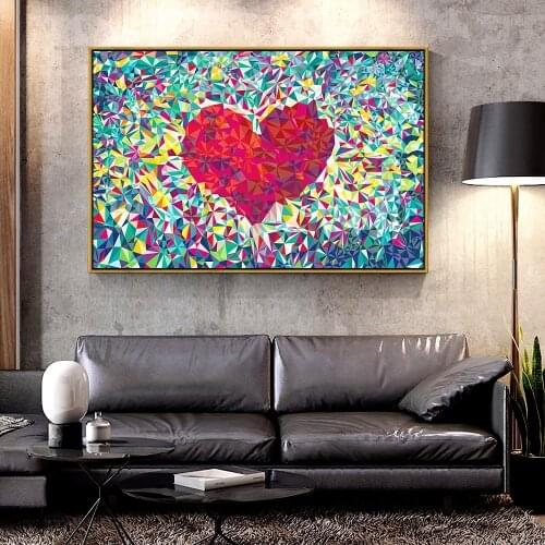 Forbeauty Oil Canvas Painting love-heart-abstract For Home Decoration Wall Art