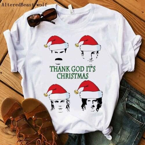 Queen tshirt women Christmas Freddie Mercury print funny t shirt female harajuku short sleeve shirt Tops women clothes