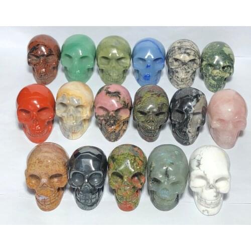Crystal Stone Skulls Feng Shui Chakra Healing Reiki Quartz Stone Home Decoration Stone Handicraft Decoration Skulls Carvings