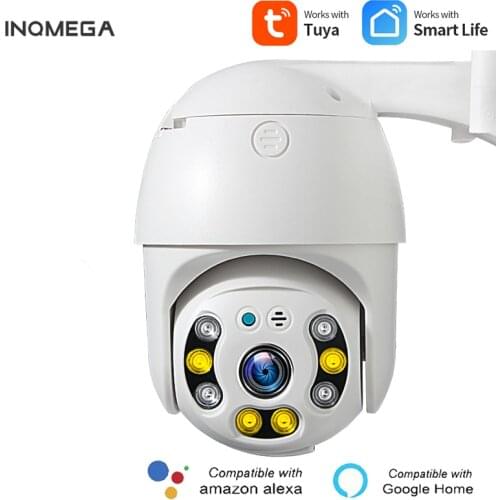 INQMEGEA 3MP TUYA Camera Add Google Home And Aleax Smart Life Surveillance Cameras Ptz Outdoor Camera Wifi 4X Zoom Camera