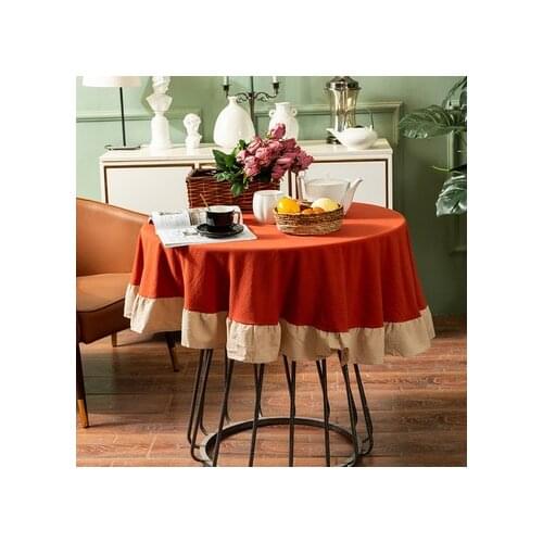 Ins Nordic fabric color matching lotus leaf table cloth simple fashion round table table cloth coffee table cover cloth