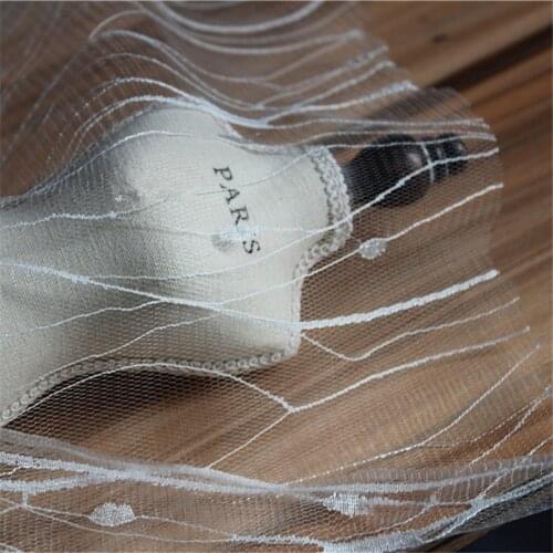 Lace8 1Yard High-grade White Waves Net Yarn Dots Embroidery Fabric Stretch Lace Designer Fabric For Dress Gauze Curtain Clothes