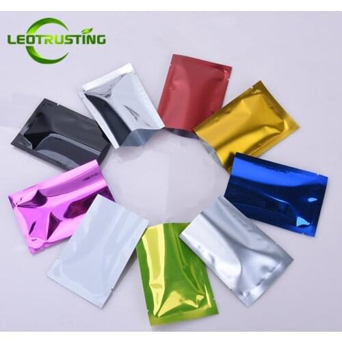 Leotrusting 300pcs Open Top Color Aluminum Foil Bag Herbal Medicine Tea Packaging Bag Heat Sealing Vacuum Bag Wedding Gift Bag