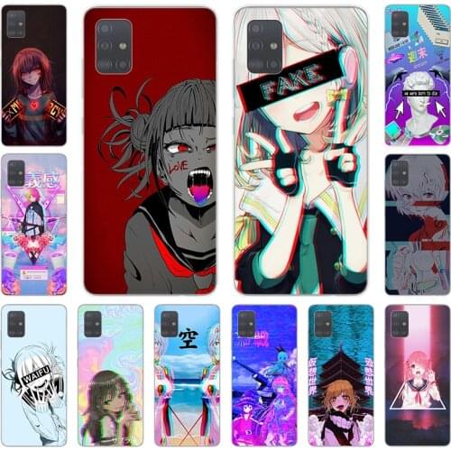 LEWD Sad Girl Anime Soft TPU Phone Case for Samsung Galaxy A51 A71 A41 A31 A21S A11 A50 A70 A42 A20 e A30 A40 A80 A10 A60 cover