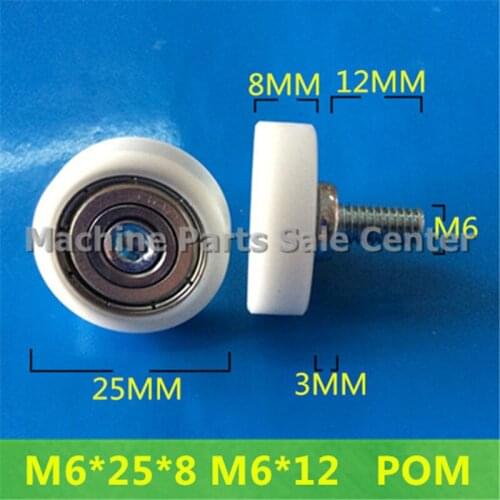 M6*25*8mm M6*12 F type idler pulley POM screw thread bearing pulley screw drawer bearing pulley Free shipping Good Quality