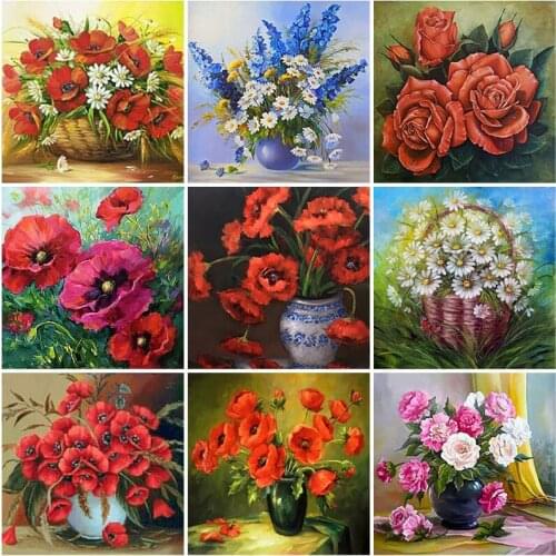 DIY Flower 5D Diamond Painting Full Square Drill Kit Mosaic Floral Diamond Embroidery Cross Stitch Wall Art Home Decor Gift