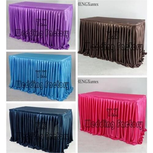 Wholesale Price 100% Ice Silk Table Skirt \ Table Cloth Skirting For Wedding Event Decoration
